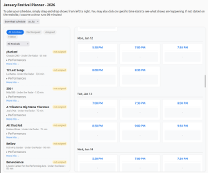 screenshot of festival planning site.